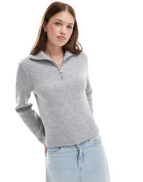 New Look half zip jumper in grey - view 1