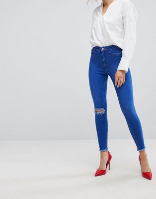 blue ripped high waist super skinny hallie jeans