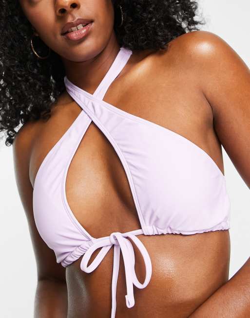 We Are We Wear Plus Cross Front Wrap Halter Bikini Top In, 40% OFF