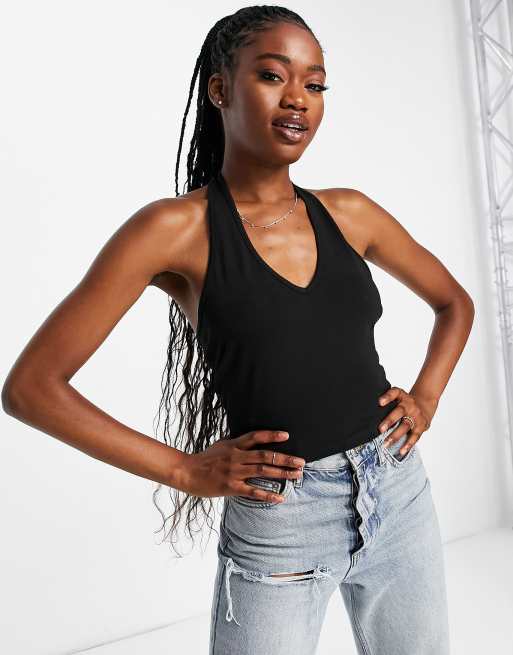 New Look halter vest top in black | ASOS