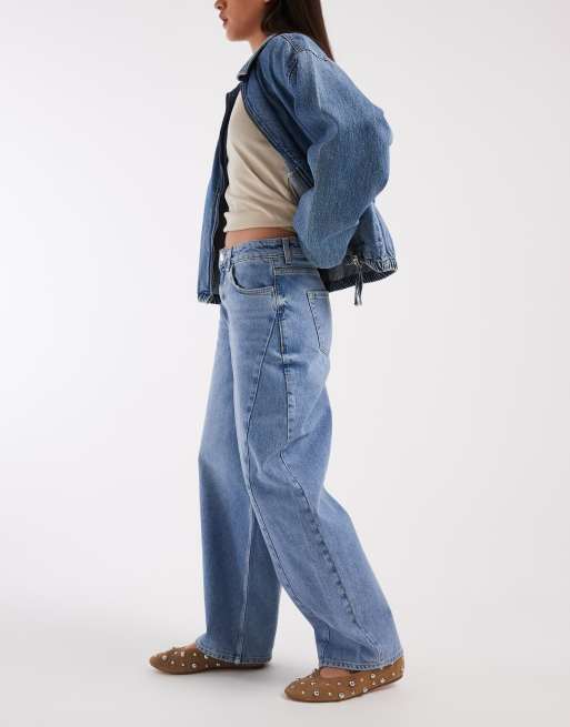 New Look – Hamilton – Mellanblå jeans med barrel-ben och dekorativ söm, 3 av 5