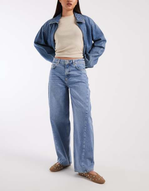 New Look hamilton seam detail barrel leg jeans in mid blue