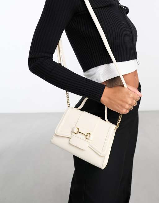 New Look - Handtas in crème met goudkleurige hardware