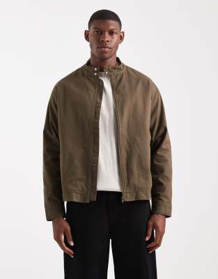New Look harrington jacket in dark khaki | ASOS