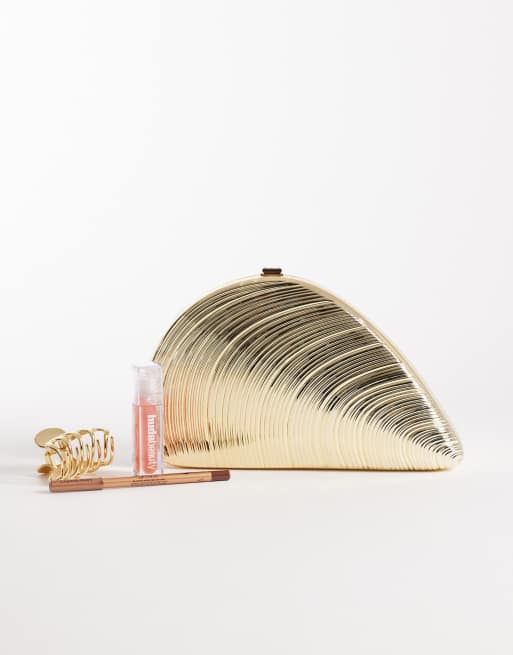 New Look – Hartschalen-Clutch mit Muschel-Design in Gold, 2 von 4
