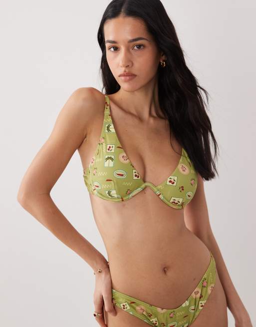 New Look - Bikini à imprimé fruits - Vert, 2 de 3