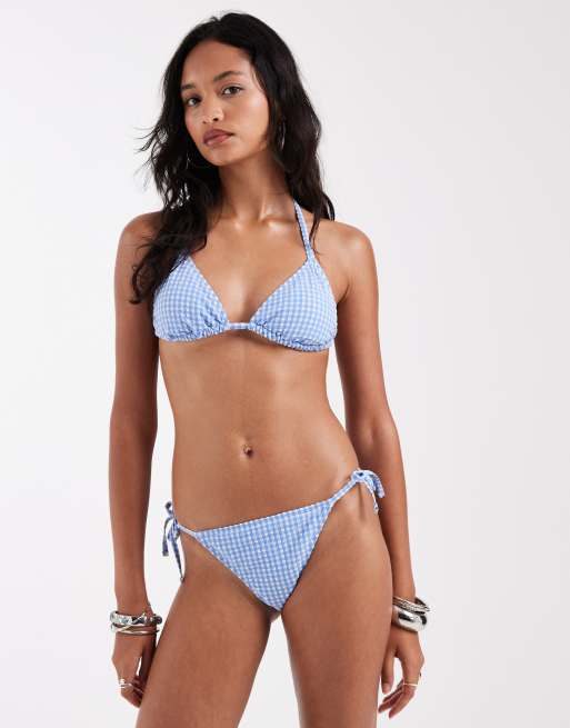 New Look - Haut de bikini triangle à carreaux vichy - Bleu, 4 de 4