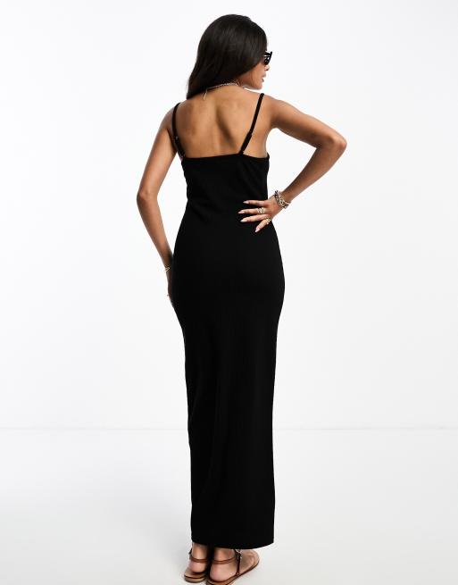New Look – Hautenges, wadenlanges Kleid in Schwarz mit Riemchenträgern, 3 von 4