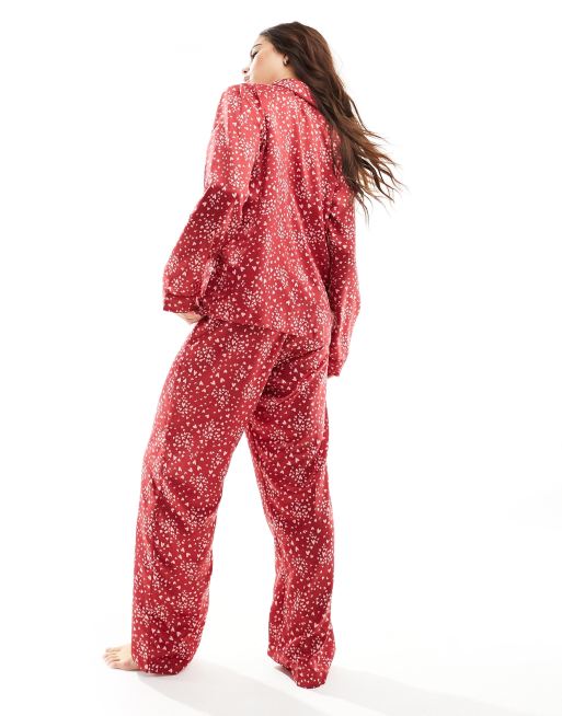 Tall Blue Revere Trouser Pyjama Set with Heart Print