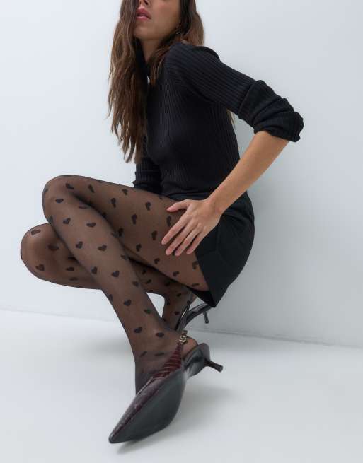 New Look heart print tights in black, 5 of 5