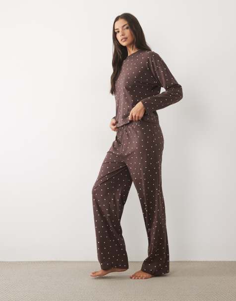 New Look heart pyjamas in brown - view 1