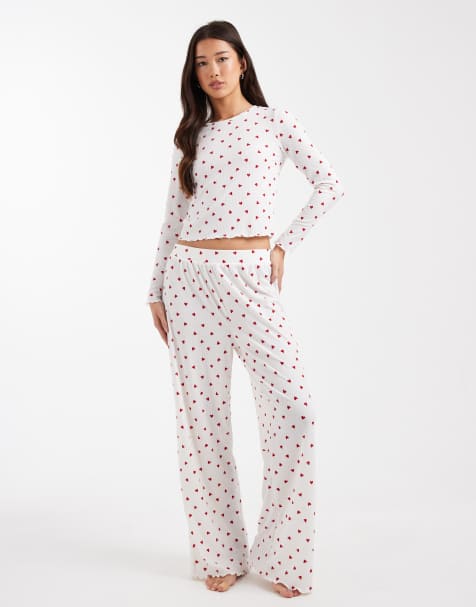 New Look heart pyjamas in white pattern - view 1