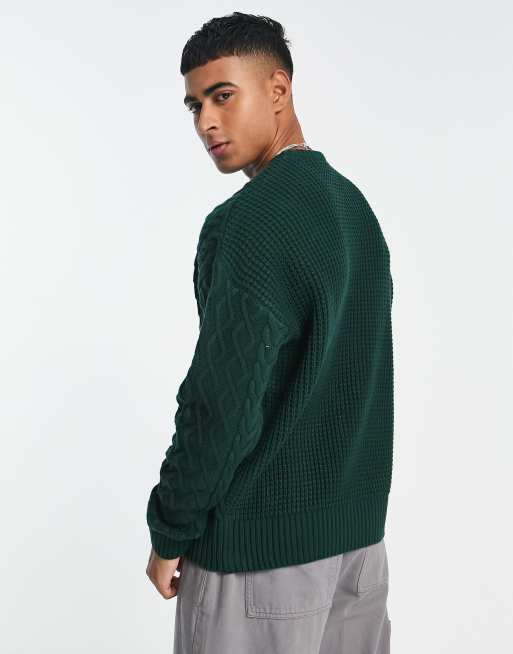 Mens heavy cable knit cheap sweater