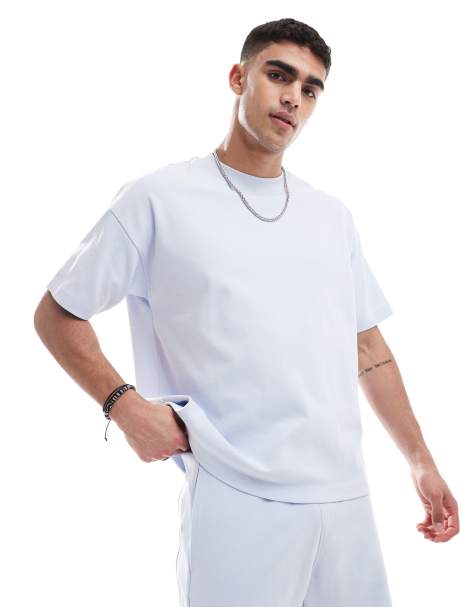 New Look heavyweight boxy t-shirt co-ord in light blue