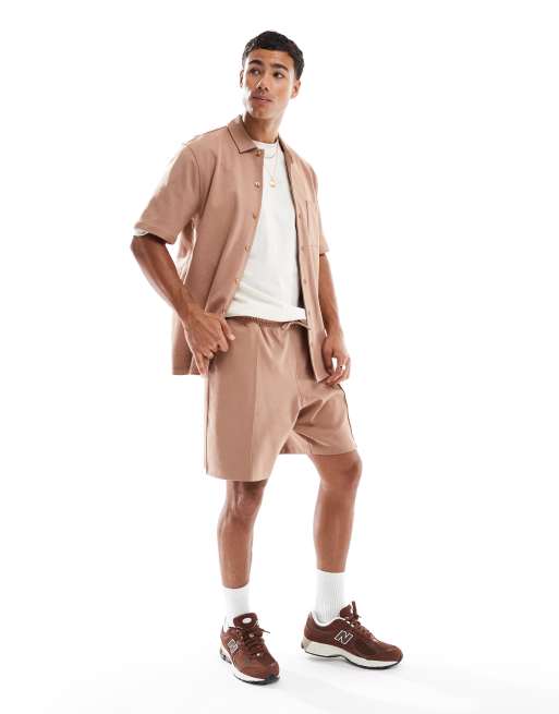 New Look heavyweight jersey shorts in brown
