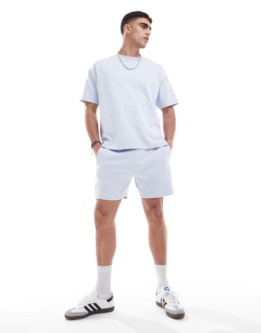 New Look heavyweight jersey shorts in light blue (part of a set)