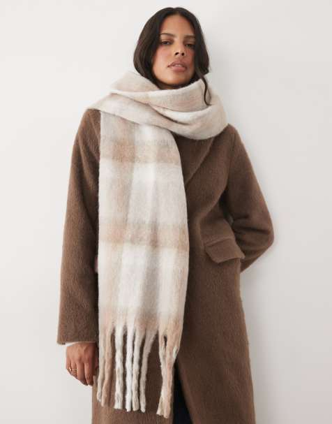 New Look heavyweight scarf in brown check - view 1