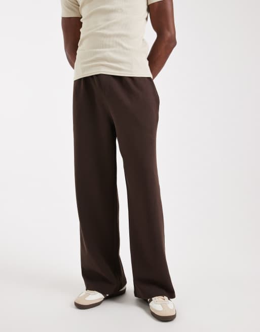 New Look heavyweight wide leg joggers co-ord in dark brown, 2 of 5