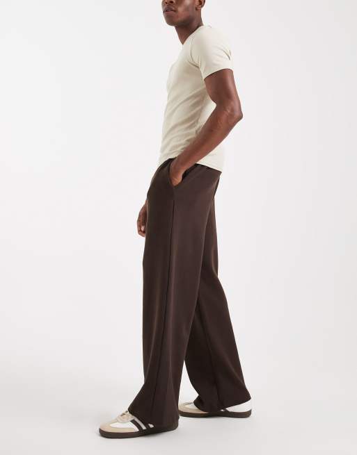 New Look heavyweight wide leg joggers co-ord in dark brown, 3 of 5