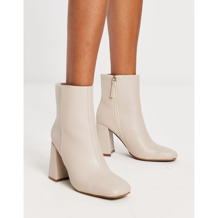 New Look heeled ankle boots in off white | ASOS