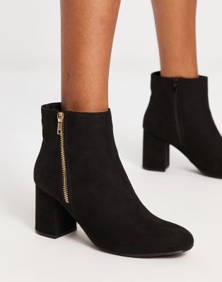 black suede heel booties