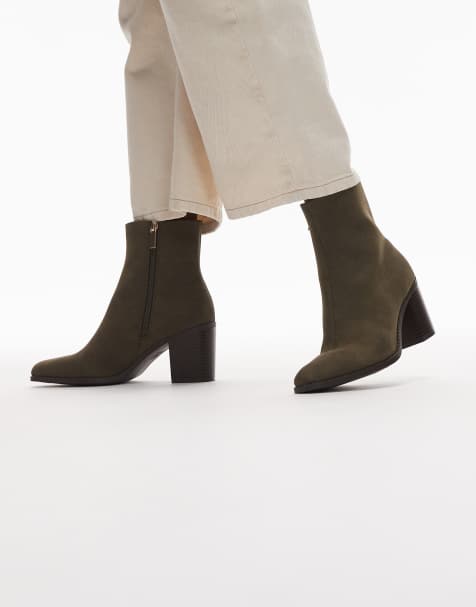 New Look heeled boot in khaki - view 1