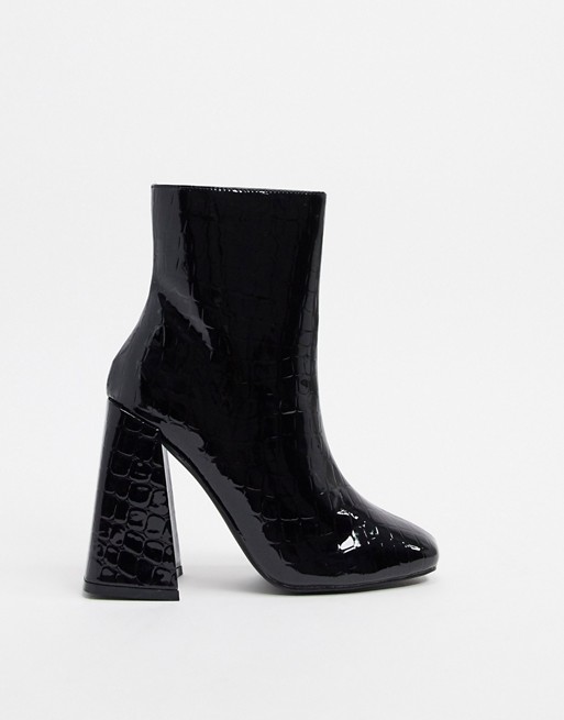 New Look heeled boots in black croc