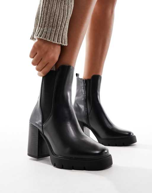 Black heeled chelsea deals boots new look