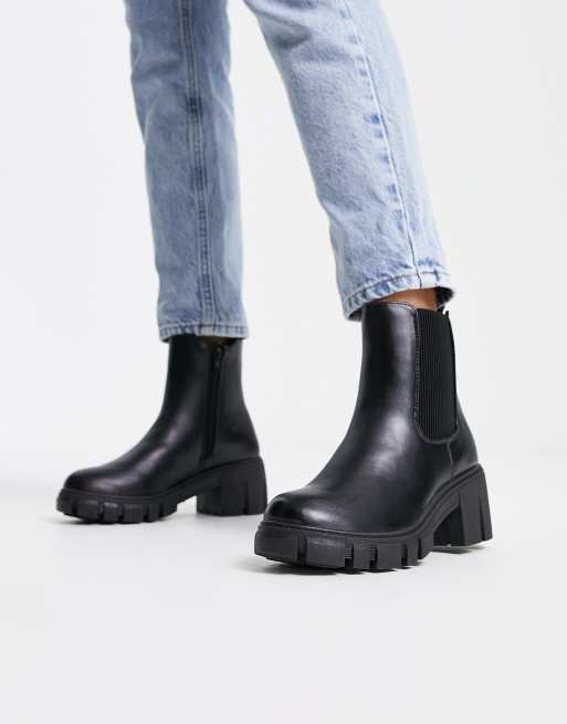 ルック New Look heeled chelsea boots in black レディース - ブーツ