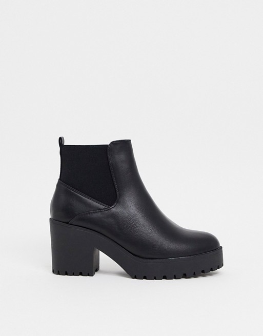 New Look heeled chunky chelsea boot in black