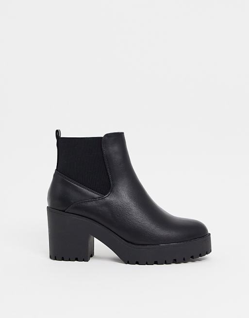 New Look heeled chunky chelsea boot in black | ASOS