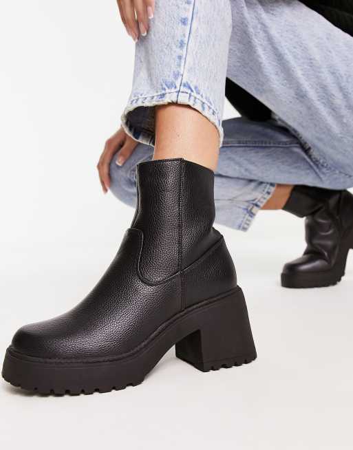 New Look heeled chunky sock boots in black