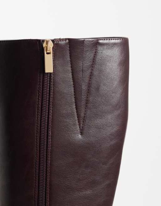 New Look heeled knee boot in burgundy, 3 of 4