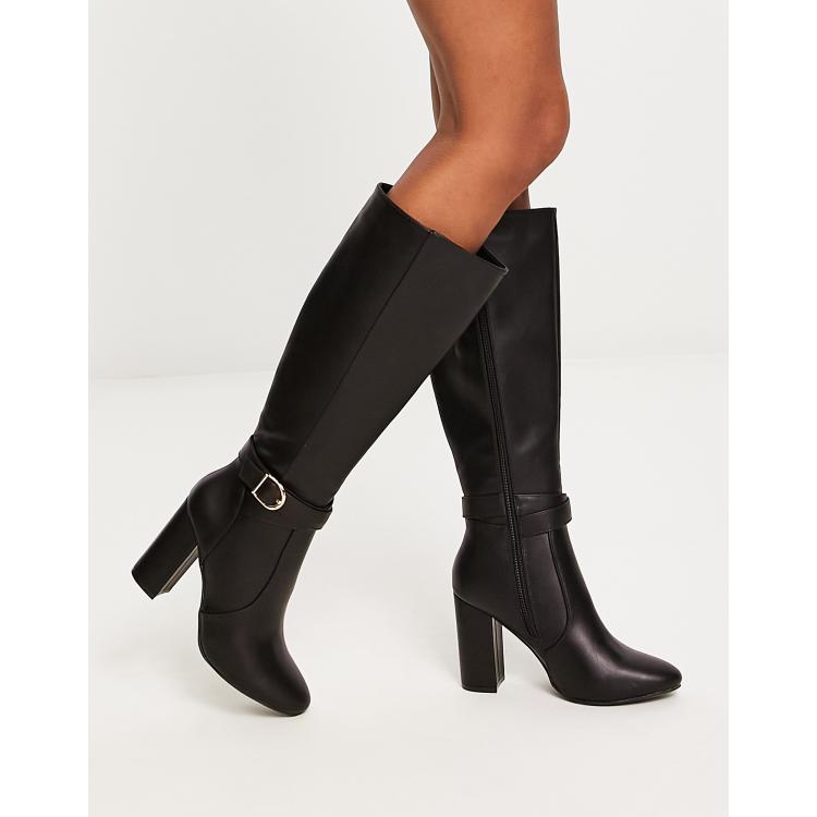 New Look heeled knee high boots in black ASOS