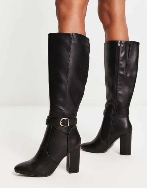 New Look heeled knee high boots in black ASOS