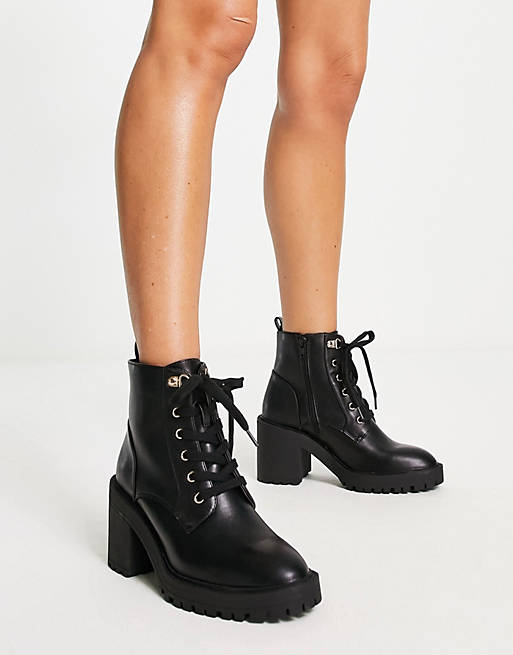 New Look heeled lace up boot in black | ASOS