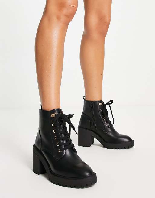 Black high heeled lace up outlet boots