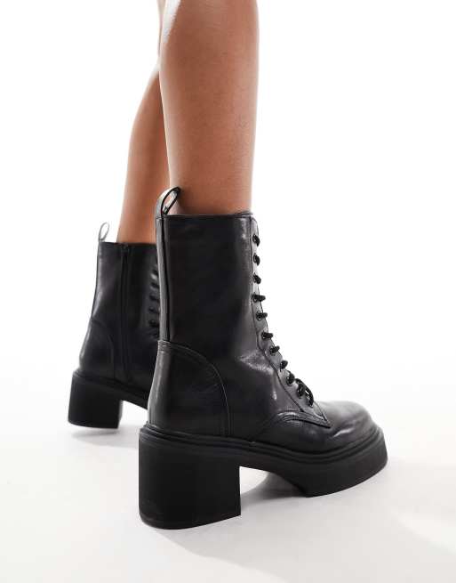 New look lace outlet up heeled boots