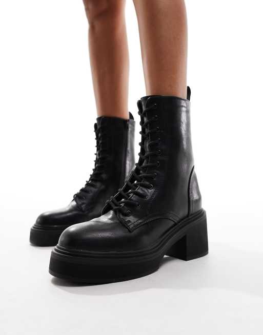 New look lace up heeled sale boots