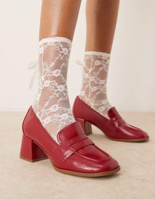 New Look heeled loafer in red