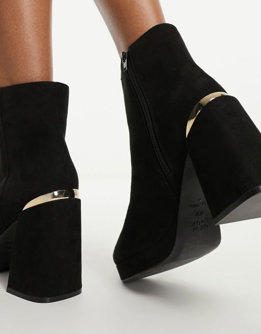 New Look heeled platform boots in black ASOS