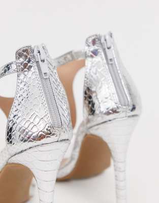 new look heels silver