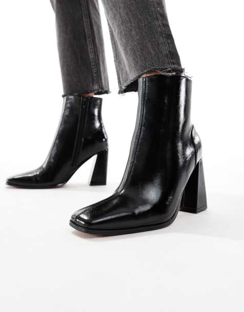 New Look heeled square toe boot in black - view 1