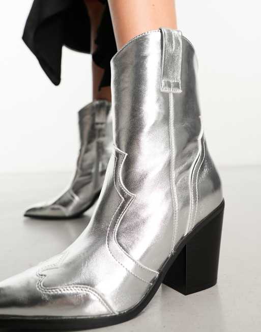 New look silver ankle 2024 boots