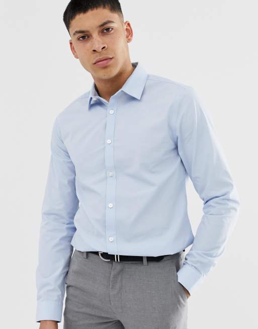 New Look – Hellblaues Popelinhemd in normaler Passform