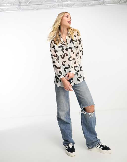 New Look – Hemd aus Chiffon mit Zeichen-Print, 2 von 4