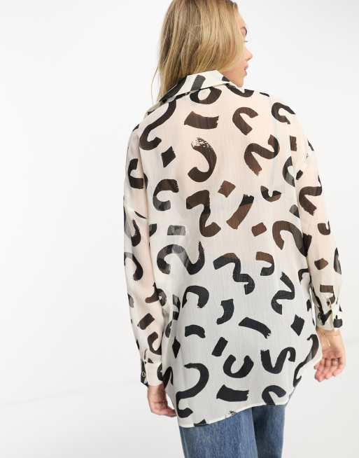 New Look – Hemd aus Chiffon mit Zeichen-Print, 4 von 4