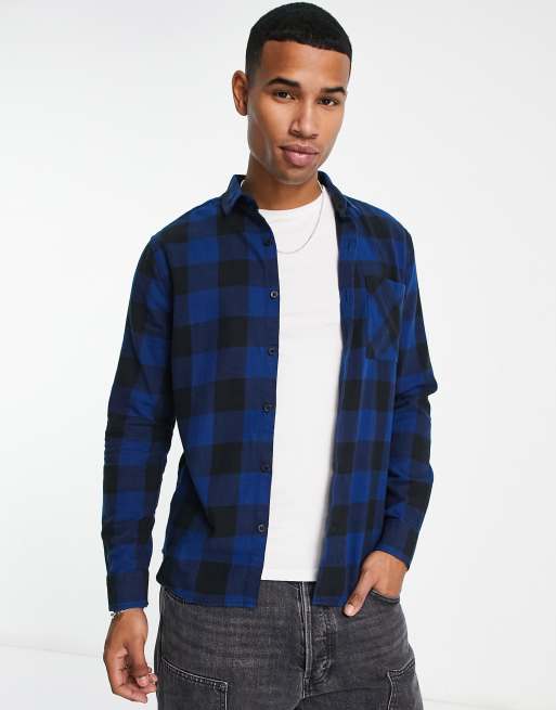 New Look – Hemd in Blau mit Holzfäller-Karo