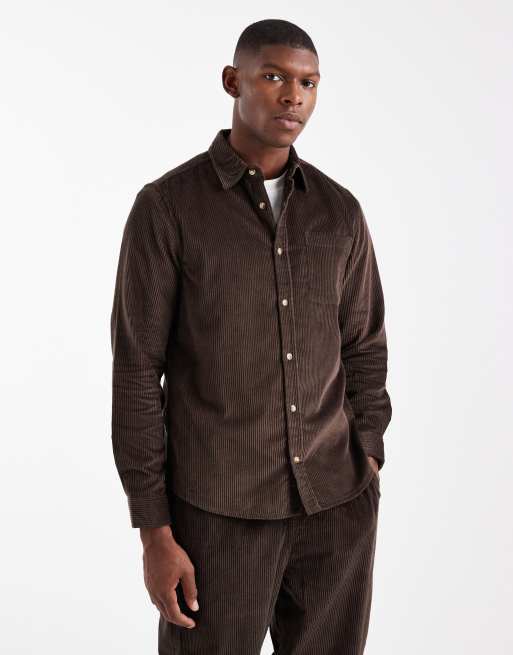 New Look – Hemdjacke aus Cord in Dunkelbraun, Kombiteil