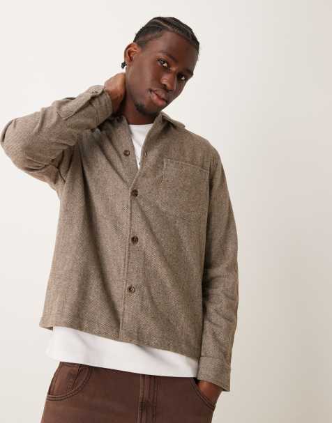 New Look – Hemdjacke aus gebürstetem Twill in Steinbeige - view 1